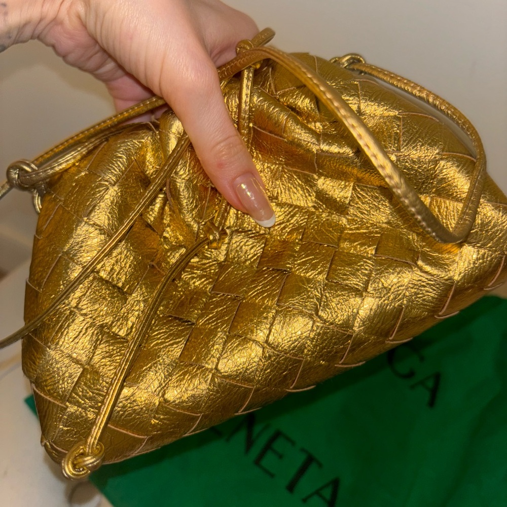 Gold Woven Leather Bag